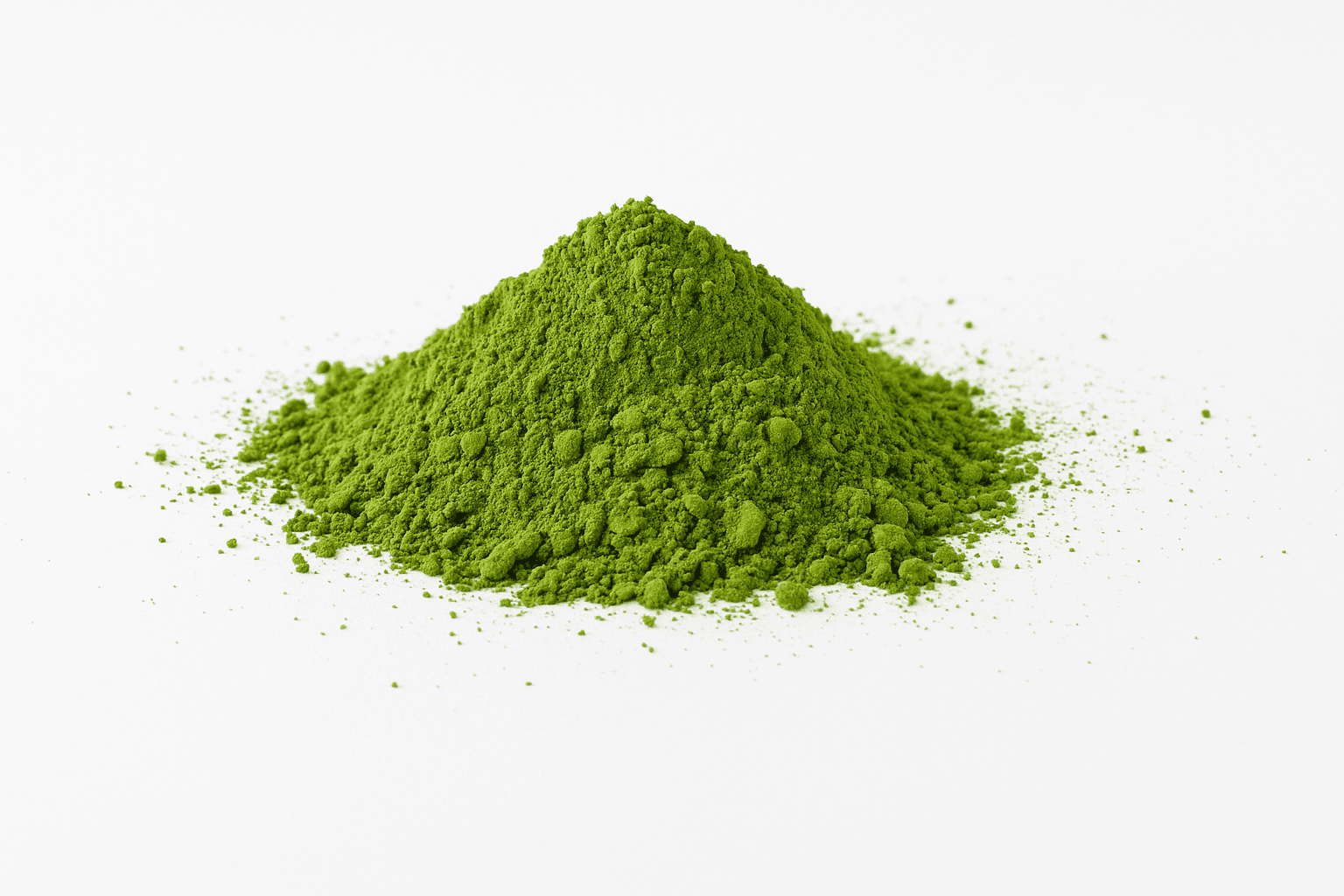 Bright green matcha powder