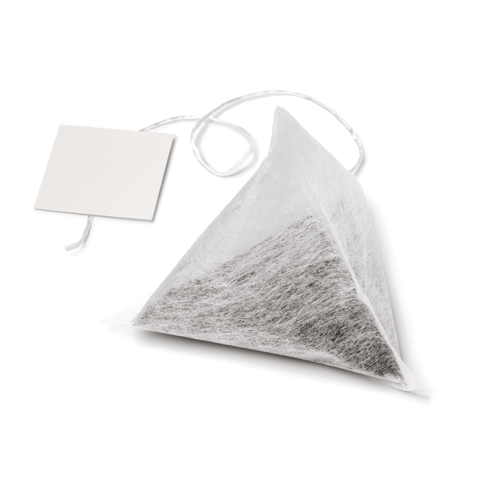 Pyramid tea bag with a blank tag