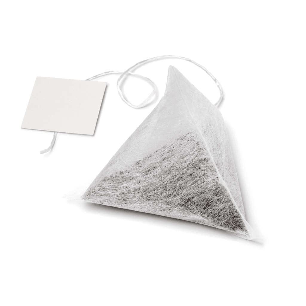Pyramid tea bag with blank tag